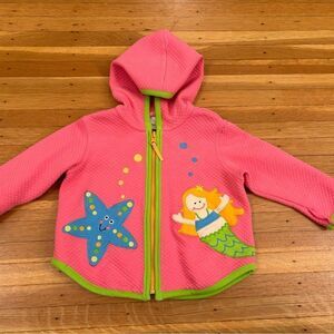 Hanna Andersson pink quilted starfish mermaid zip up hoodie.